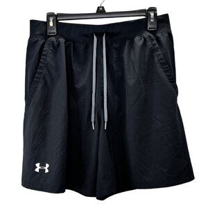Under Armour UA Speed Pocket Shorts size L Men Black Running Lined Drawstring